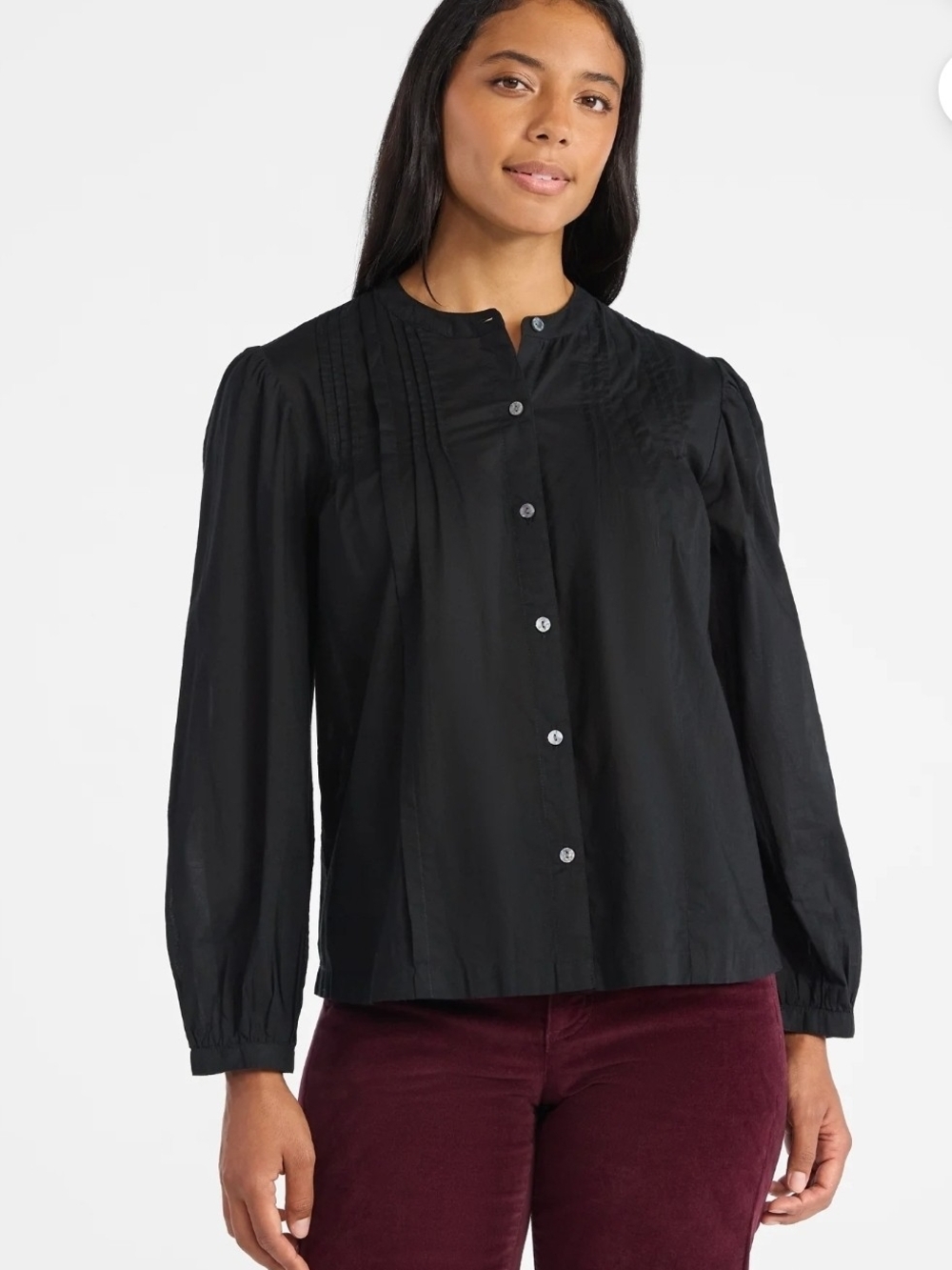 Women's Pintuck Blouse with Long Sleeves, Size S (4-6)